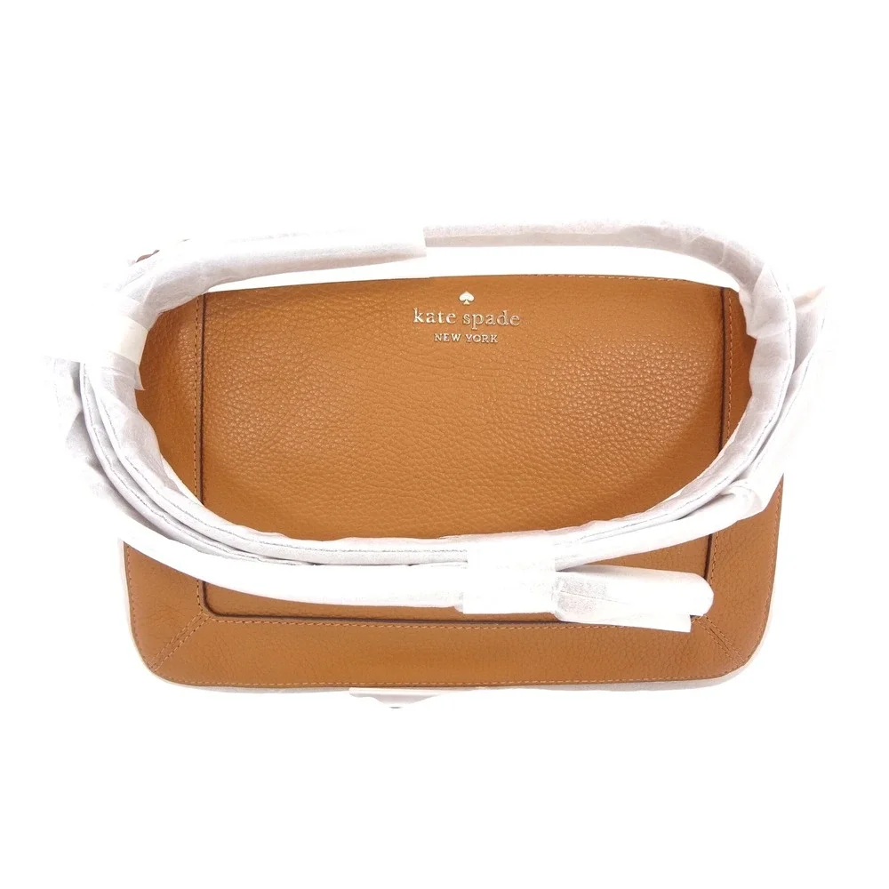 Kate Spade Lena Small Crossbody Warm Gingerbread NEW‎ Pebbled Leather